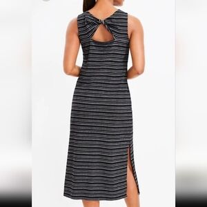LOFT Monochrome Striped Midi Dress